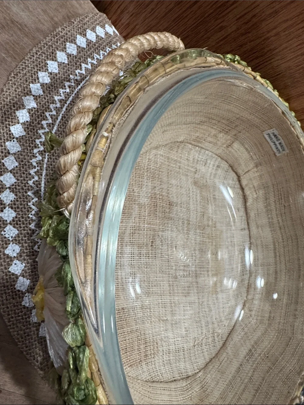 VTG Cottagecore Woven Basket Made in Philippines & Pyrex Glass Serving Bowl